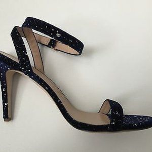 J. Crew Navy and Glitter Velvet Strappy Sandal